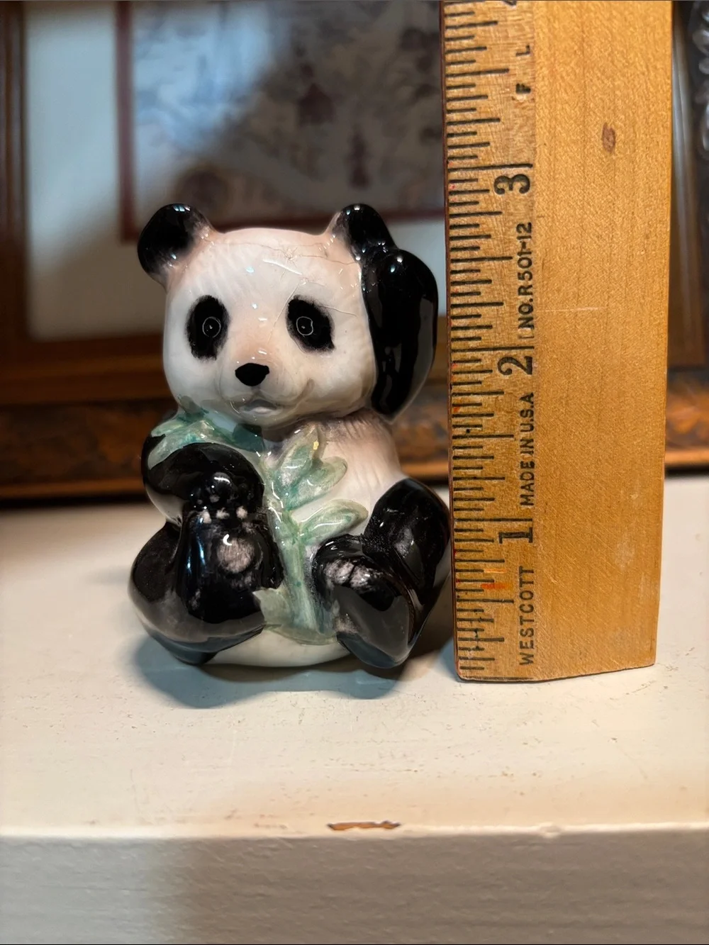 Ceramic Panda Salt Shaker with Green Bamboo